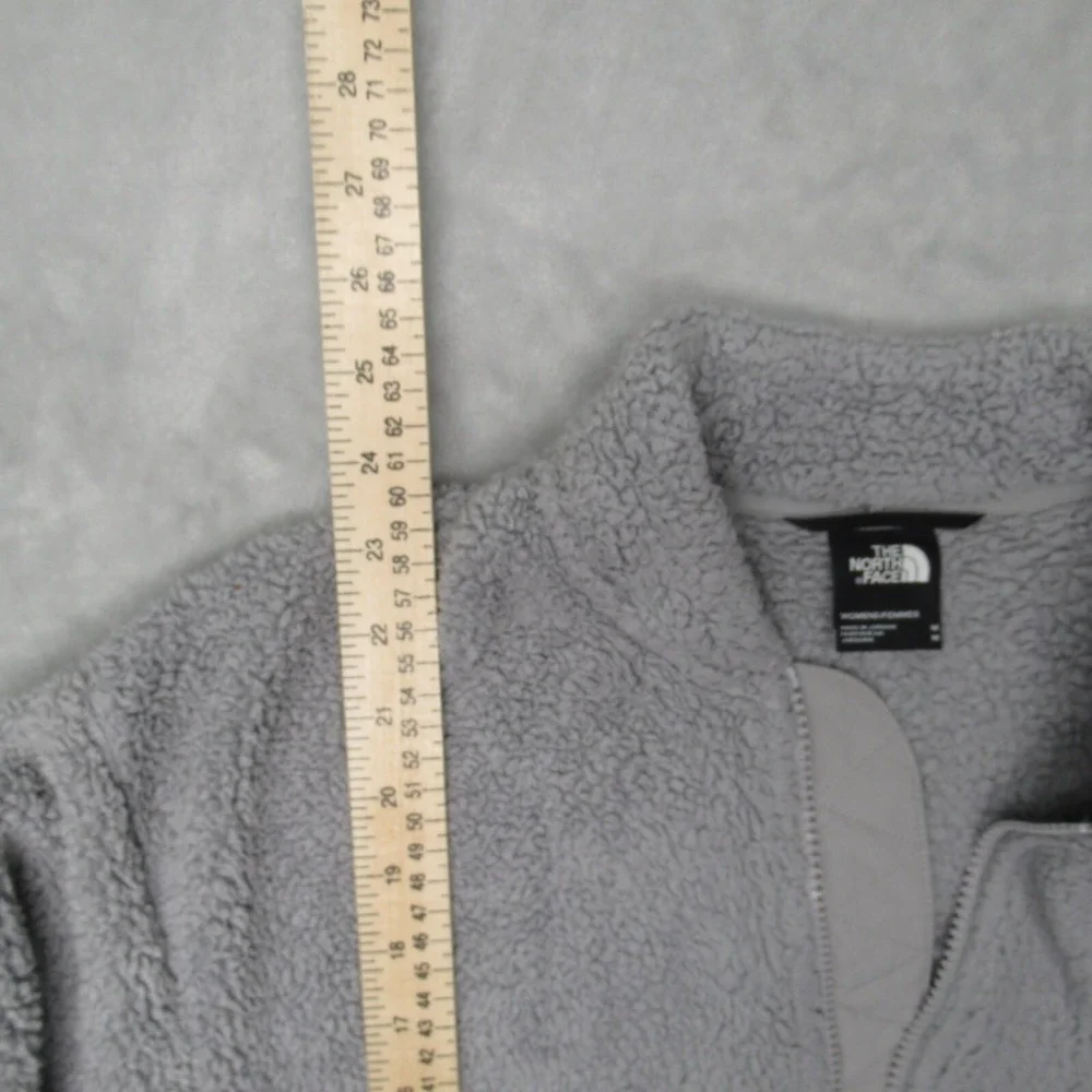 The North Face Jacket Women Medium Gray Banded Collar Fleece Full Zip Hiking
